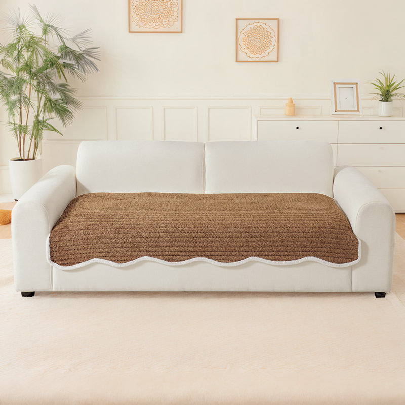 Special-Shaped Slipcover With Elegant Faux Fur Edging – Washable, Non-Slip Sofa And Furniture Cover For Pets