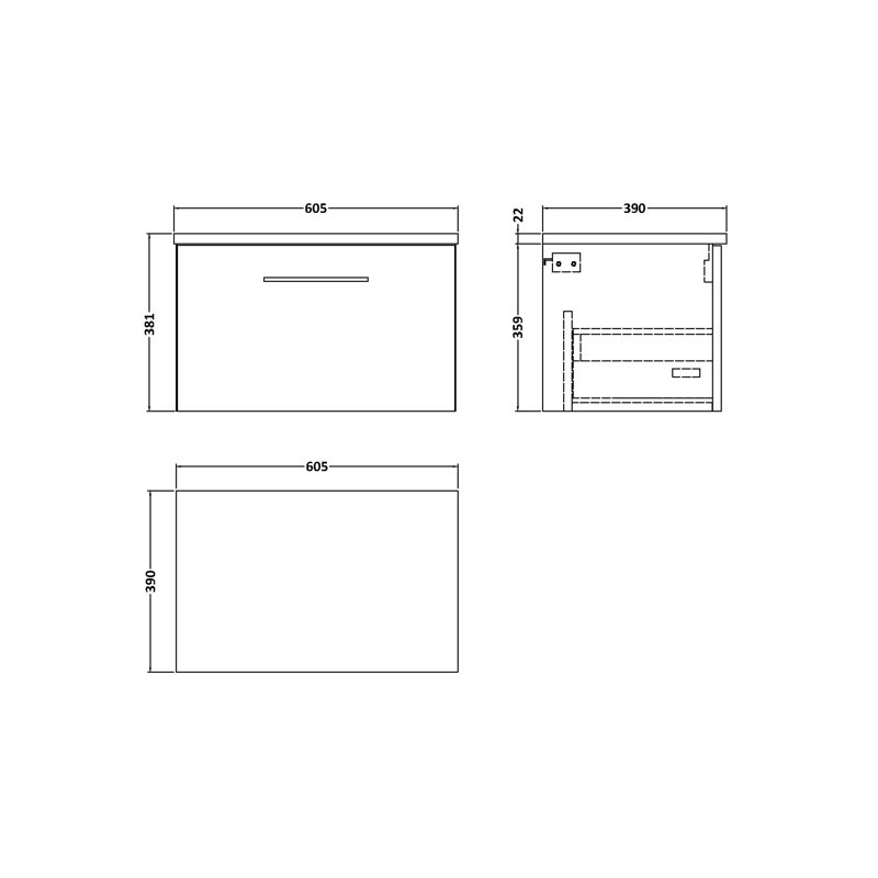 Arno 60.5cm Single Bathroom Vanity Base Only, Midnight Blue