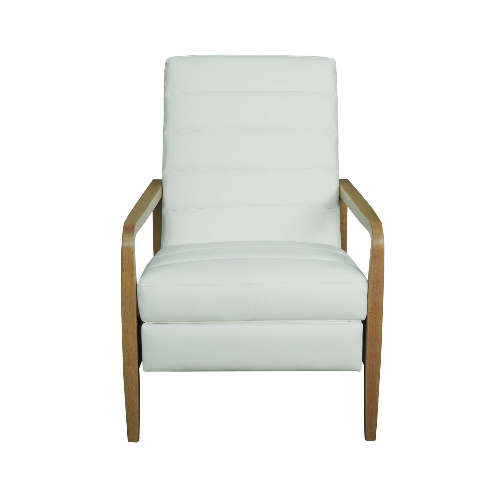 34" Solid Wood Manual Recliner, White/Walnut