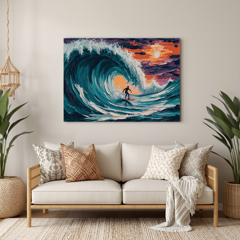 Art mural en métal Sports Surfing Blue