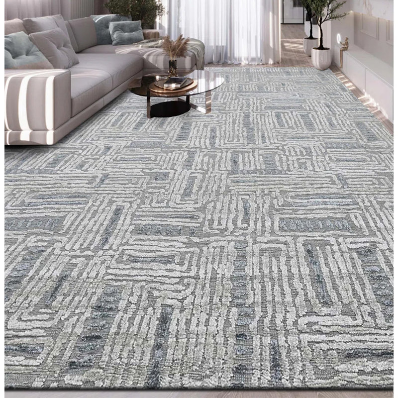 Geometric Area Rug in Silver/Gray, Rectangle 8' x 10'