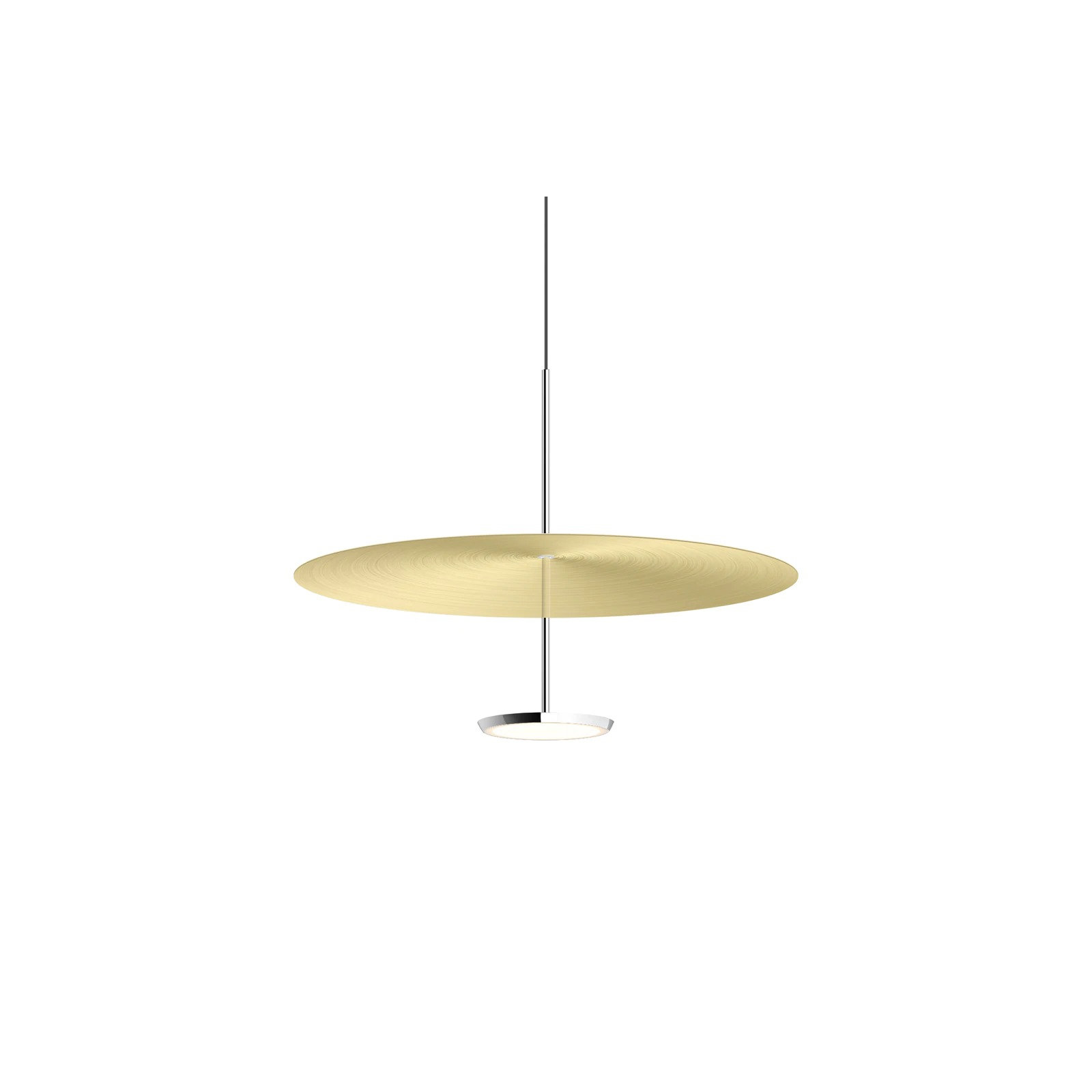 Sky Dome 1 - Light LED Pendant, 17.5" H x 24" W x 24" D, Brushed Brass, Polished Aluminum