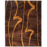 Tibetan Hand Knotted Silk & Wool Pile Abstract Rug