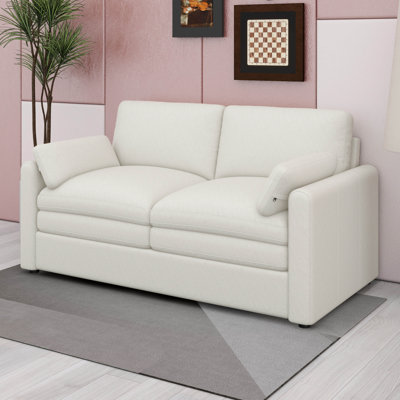 Canapé-lit modulaire convertible, canapé-lit 2 places à assise profonde en chenille avec coussins