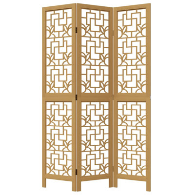 vidaXL Room Divider Privacy Screen Living Room Brown Solid Wood Paulownia by VidaXL
