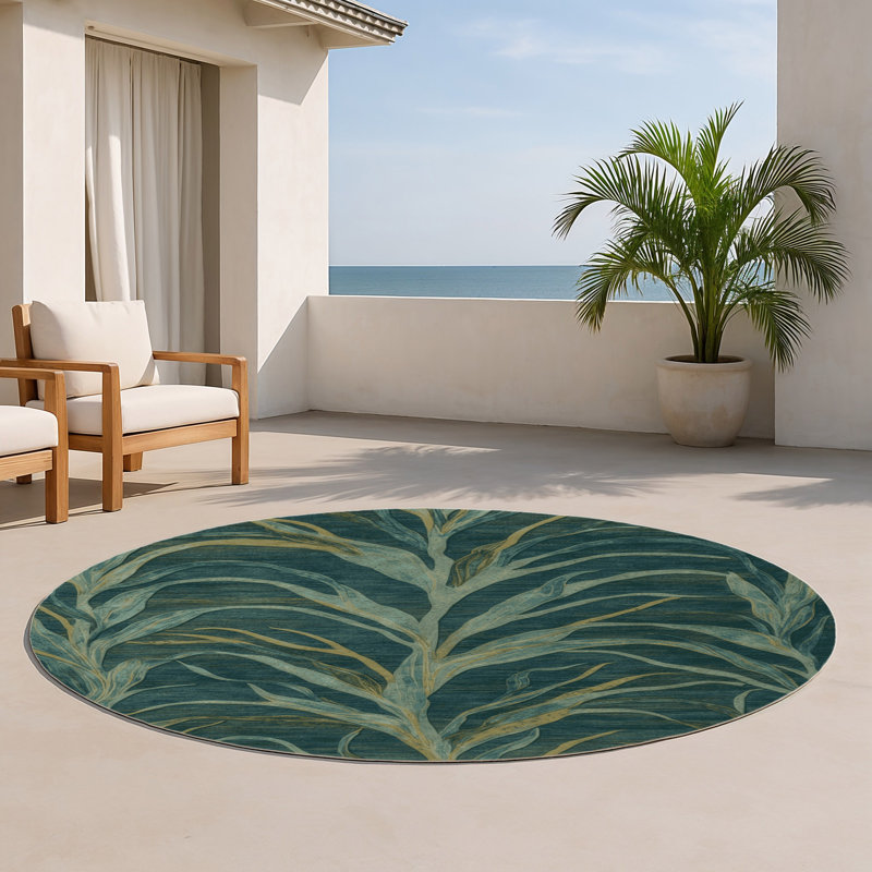 Tapis intérieur et extérieur bleu Nature, Rond 5 pi