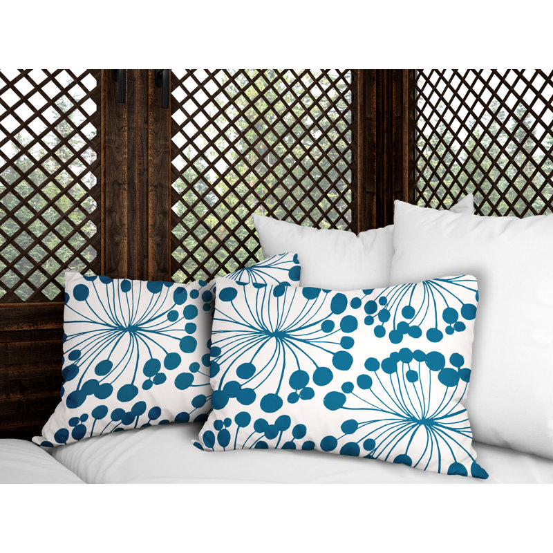 Floral Outdoor Reversible Throw Pillow, Turquoise