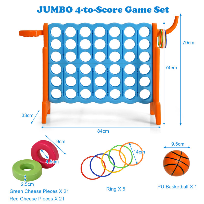 Garth Four in a Row Game, Light Blue/Orange