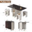 Ensemble repas pliable pour 4 personnes - Table gain de place à roulettes et chaises en cuir, marron et blanc-173099146