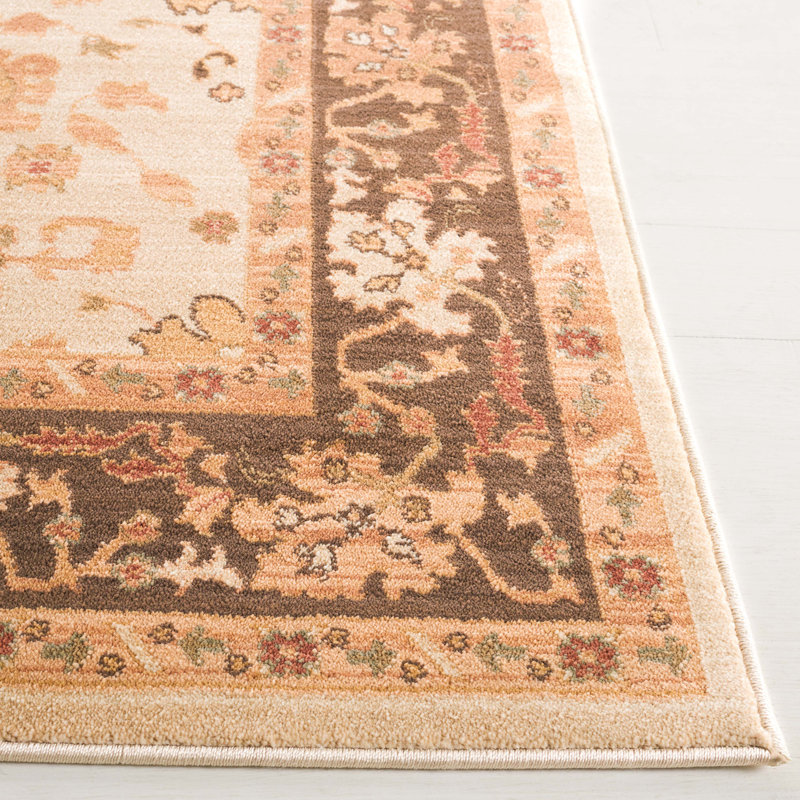 Oriental Area Rug in Cream/Brown, Rectangle 8' x 11'