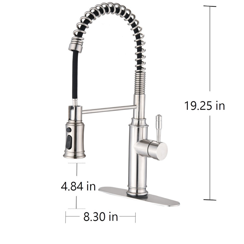 Robinet de cuisine tactile avec douchette rétractable - Jet de jet pivotant à 360 degrés, anticorrosion, rouille, nickel brossé, acier inoxydable, jet d’émissions rotatif à 360 degrés sans effort, preuve, rouille facile