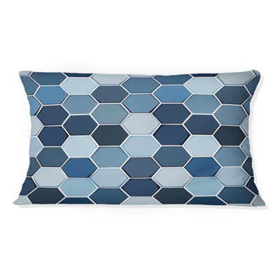 Imprimé hexagonal blanc et bleu - coussin lombaire moderne