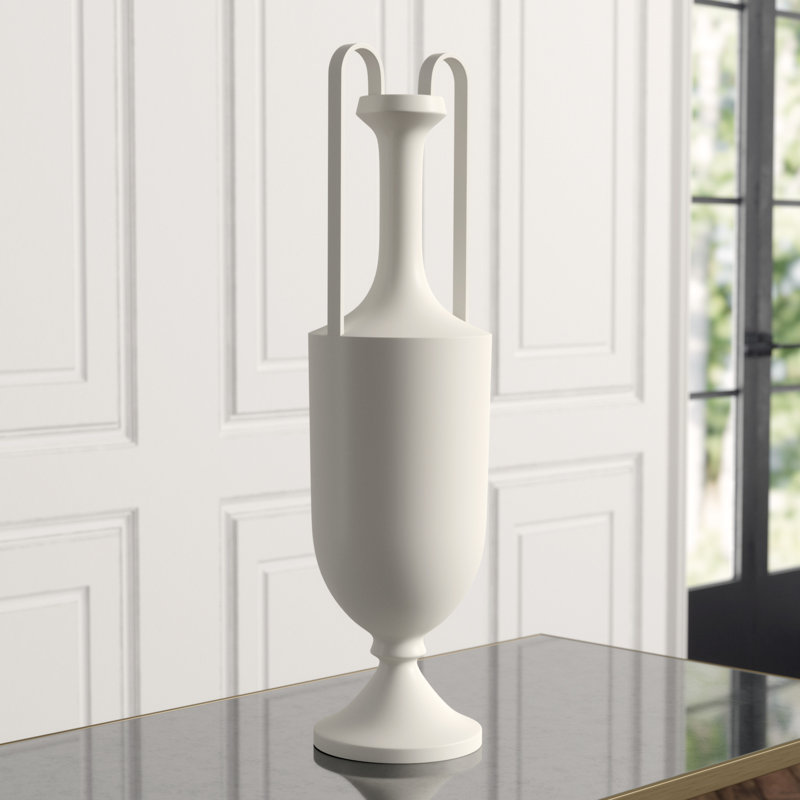 Elongated Grecian Amphora-Matte White, 20" H x 6.25" W x 6.25" D
