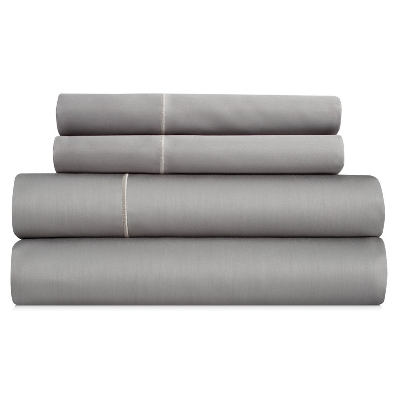 Ensemble de draps 4 pièces Bibb Home, Ensemble de draps pour grand lit avec deux très g, Argent