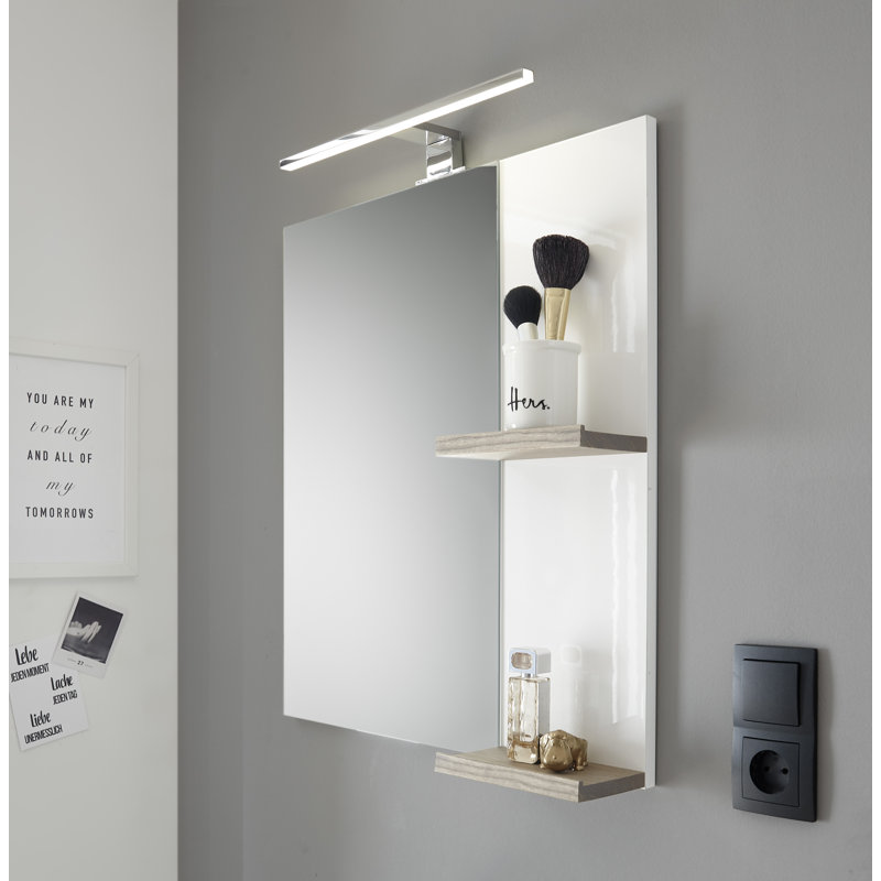 George-James Wood Flat Wall Mirror, 70cm H x 60cm W, White