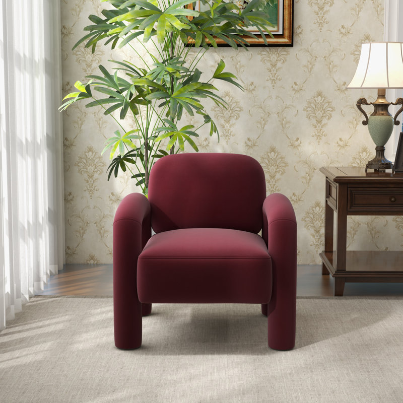 Iryanna Velvet Armchair, Red Velvet, 1