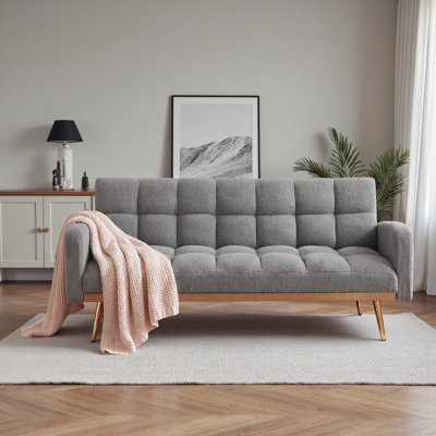 Alford 69"W Teddy Fleece Adjustable  Sofa Bed, Multifunctional Couch for Living Room Bedroom Small Spaces