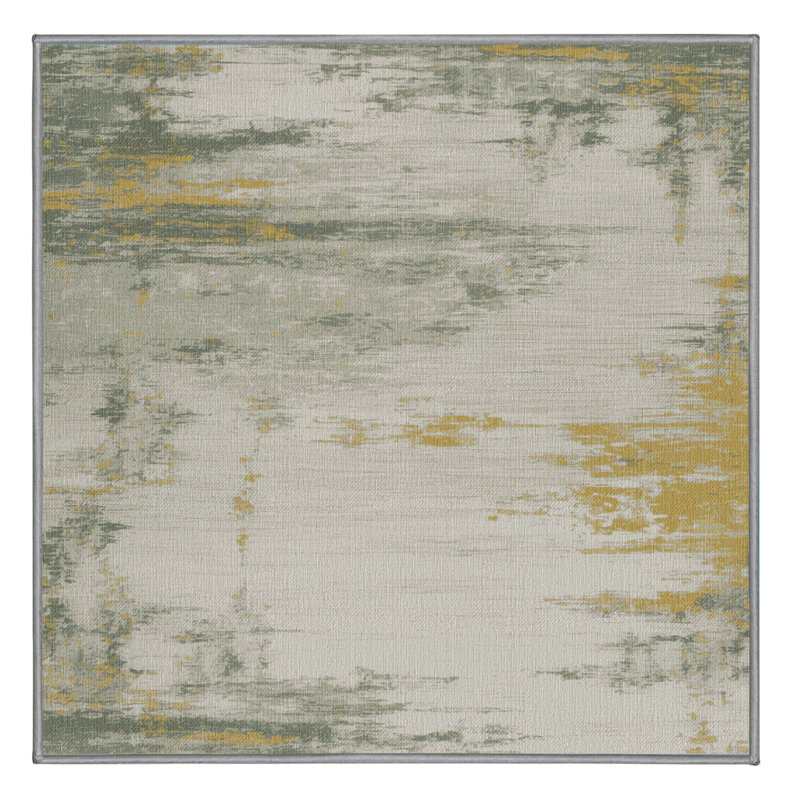 Tapis abstrait gris lavable à la machine, Carré 3 pi