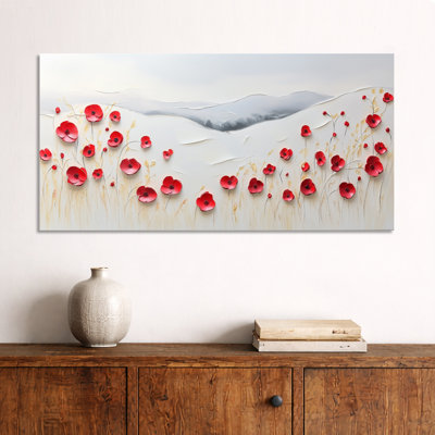 Colorful Metal Prints - Poppies in the Mountain Breeze I, Red Floral Metal Wall Art