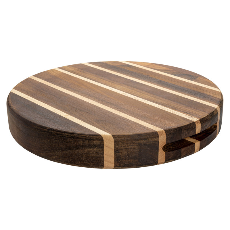 Rockingham Forge Extra Thick Multi-Wood Round Chopping Board, Carbonized Acacia & Rubber Wood, 25Cm Diameter, 30cm W x 30cm L