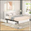 Lit plateforme tapissier grand avec rangement Anda