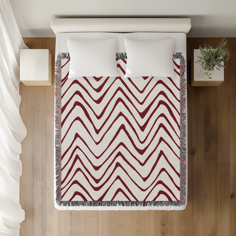 Jeté en coton Zig Zagg, 50 x 70, Rouge