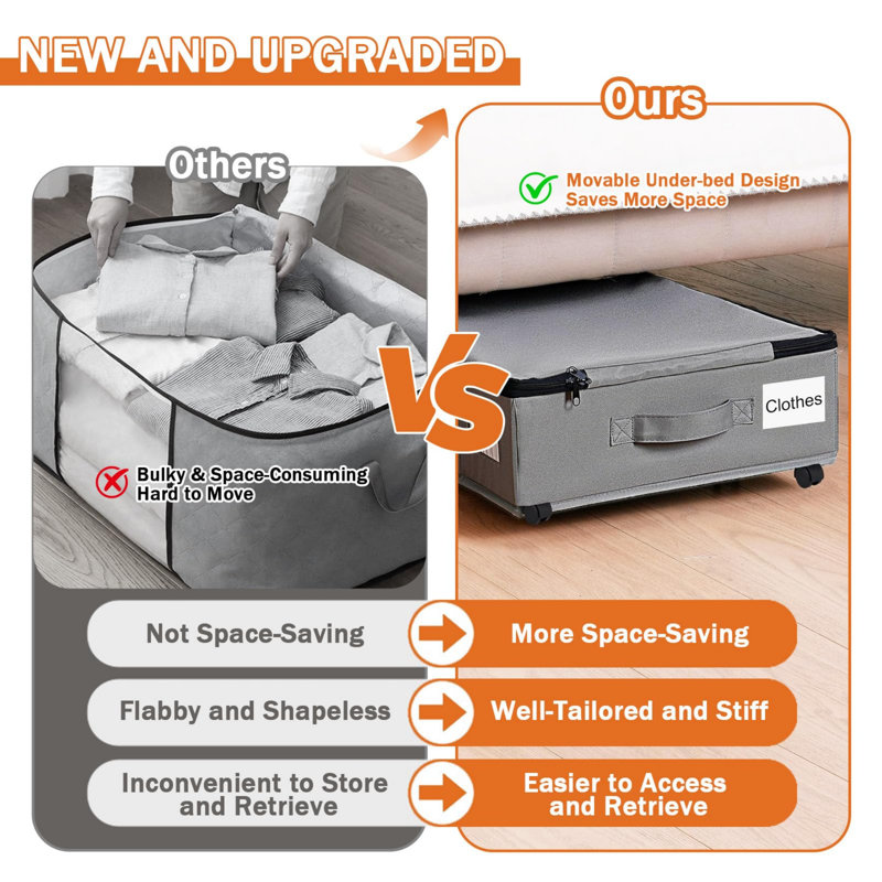 Beachcrest Home Fabric Underbed Storage