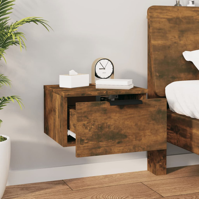 34 cm W Bedside Table, Brown Oak, Individual