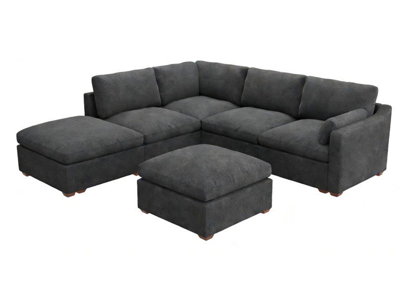 Canapé d'angle modulaire réversible en forme de L gris
