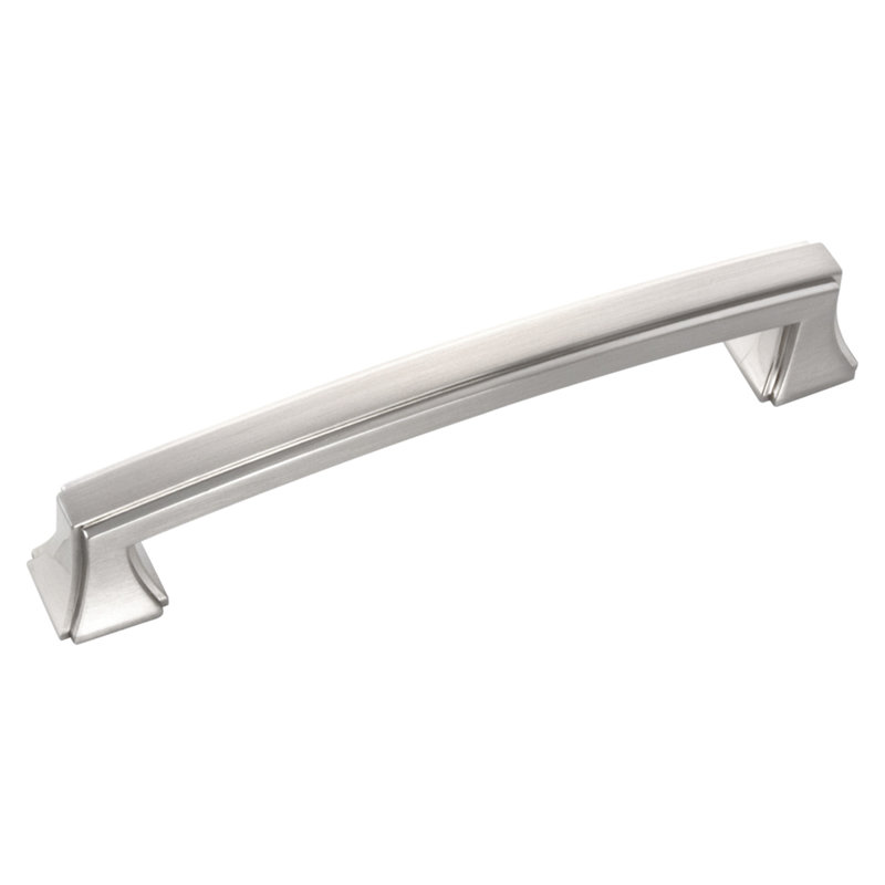 Bridges Collection Handle Pull - 5-1/16" Center to Center Cabinet Pull Satin Nickel - Transitional, Deco Hardware for Drawers & Cabinets
