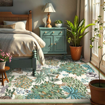Rectangle Animal Print Washable Area Rug
