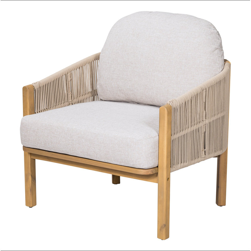 Fauteuil club d'extérieur en bois Grotta, Beige