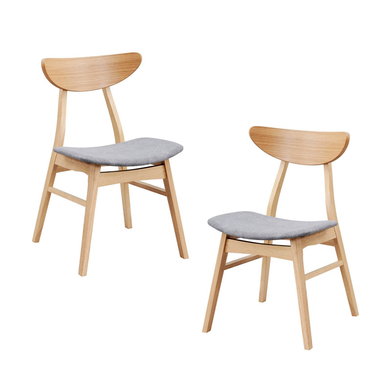 Ensemble de 2 chaises de salle à manger en bois, chaises d'appoint de cuisine rembourrées, chaises de cuisine à structure en bois