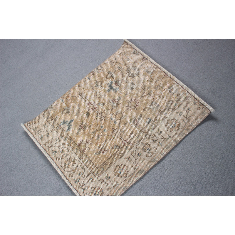 Handwoven Small Green Turkish Rug with Knotted Oriental Design for Versatile Use in the Home