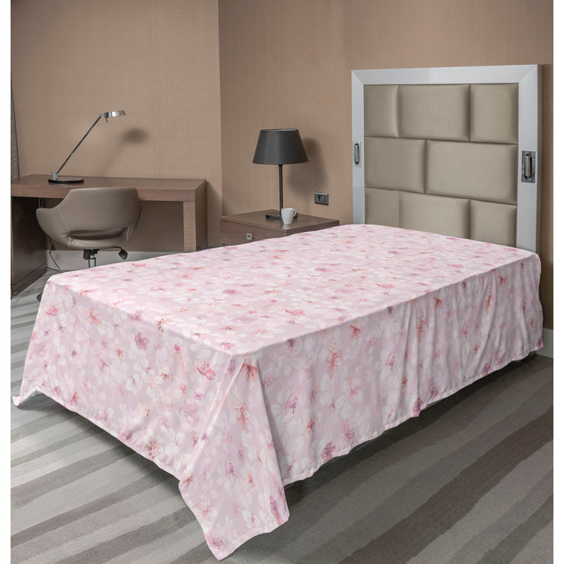 Drap plat Ambesonne Sakura, Drap plat pour lit simple