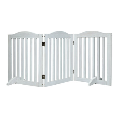Barrière pour animaux autoportante pliable en bois à 3 panneaux avec pieds de soutien