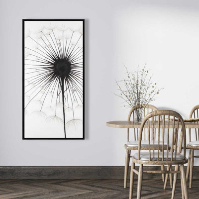 Dandelion - White Illustrative Framed Canvas for Home Decor
