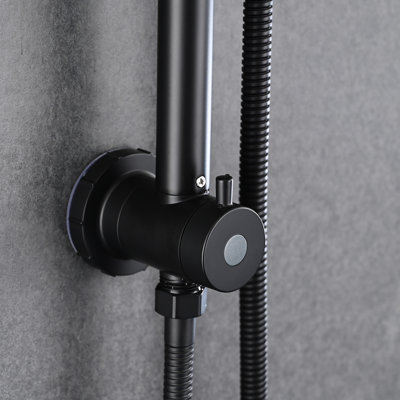 Bathroom Shower System In Matte Black With 6 Inch Rain & Handheld, 2.5 Gpm, Adjustable Slide Bar, 5 Functions Construction Head Gpm Flow, Water Corrosion , Convenient Showering Experience