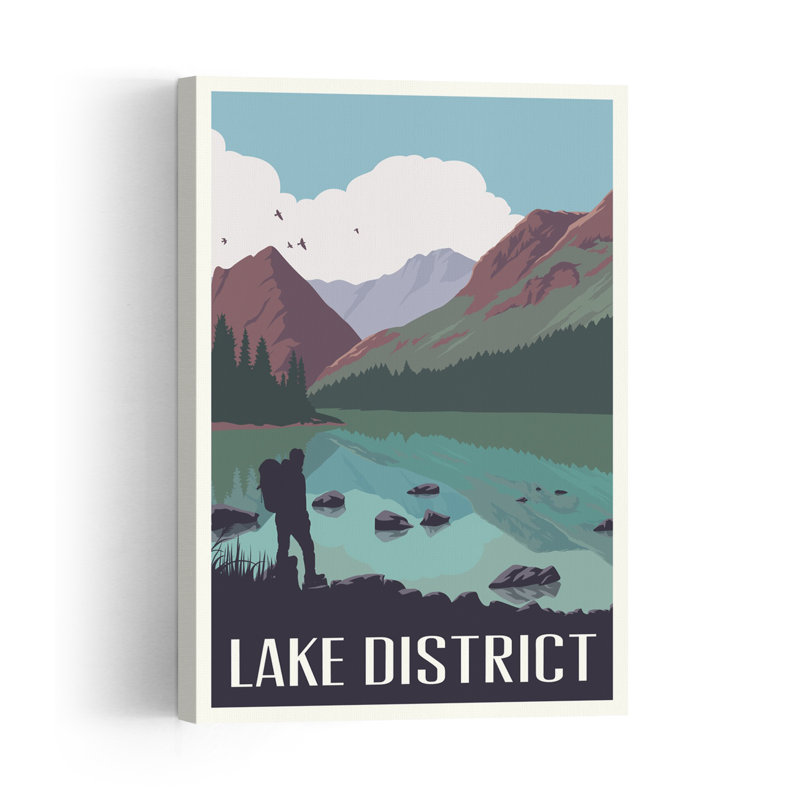 Lake District Hiker View Abstract Contemporary Landscape Mountain Wall Art Print, 152.4cm H x 101.6cm W
