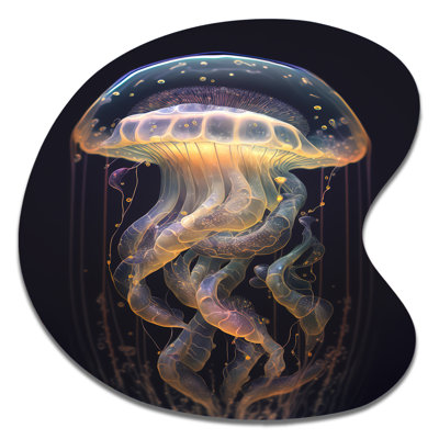 Art mural asymétrique en métal Jellyfish III