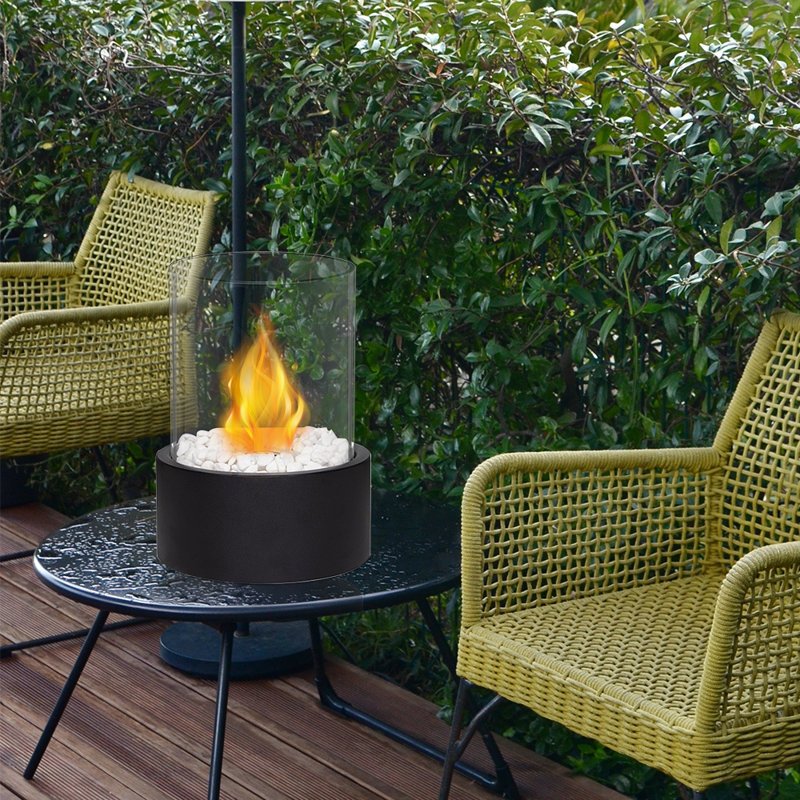 30 cm Bio-Ethanol Outdoor Tabletop Fireplace with Flame Guard, Black