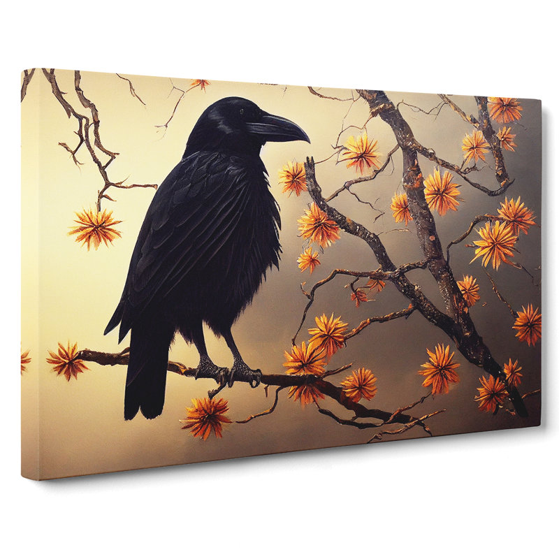 Eye Catching Crow Bird - Wrapped Canvas, 35cm H x 50cm W x 3cm D
