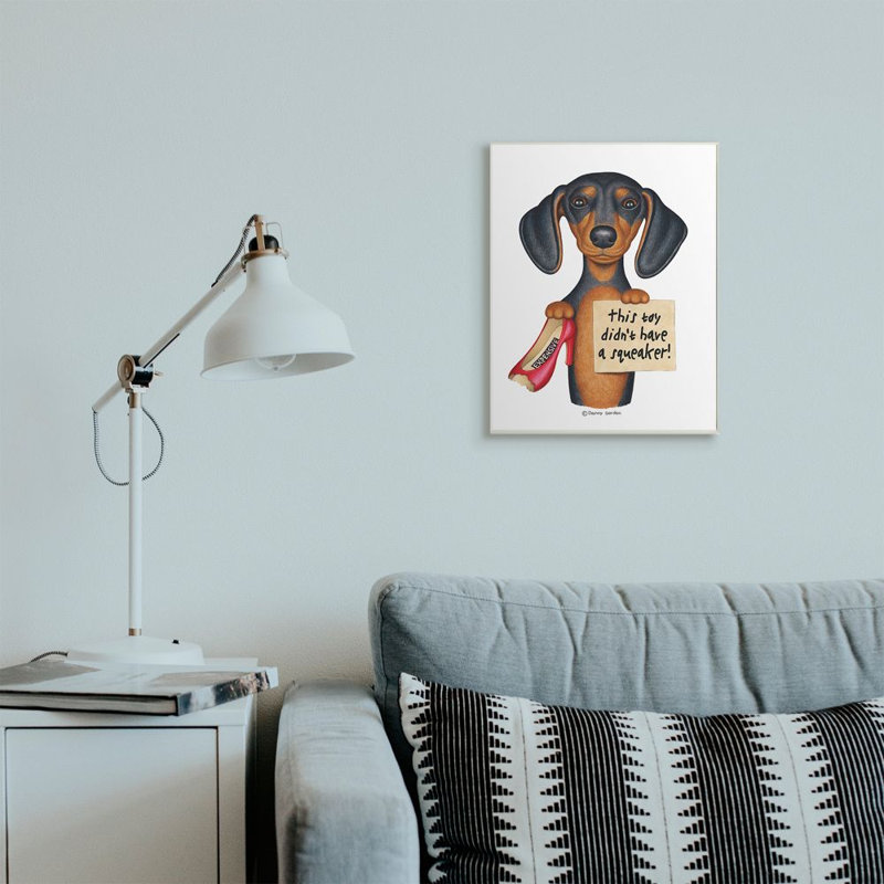 Drôle de teckel «mâché» par Danny Gordan - impression d'art graphique, H 19 po x l 13 po x P 0,5 po, Plaque murale