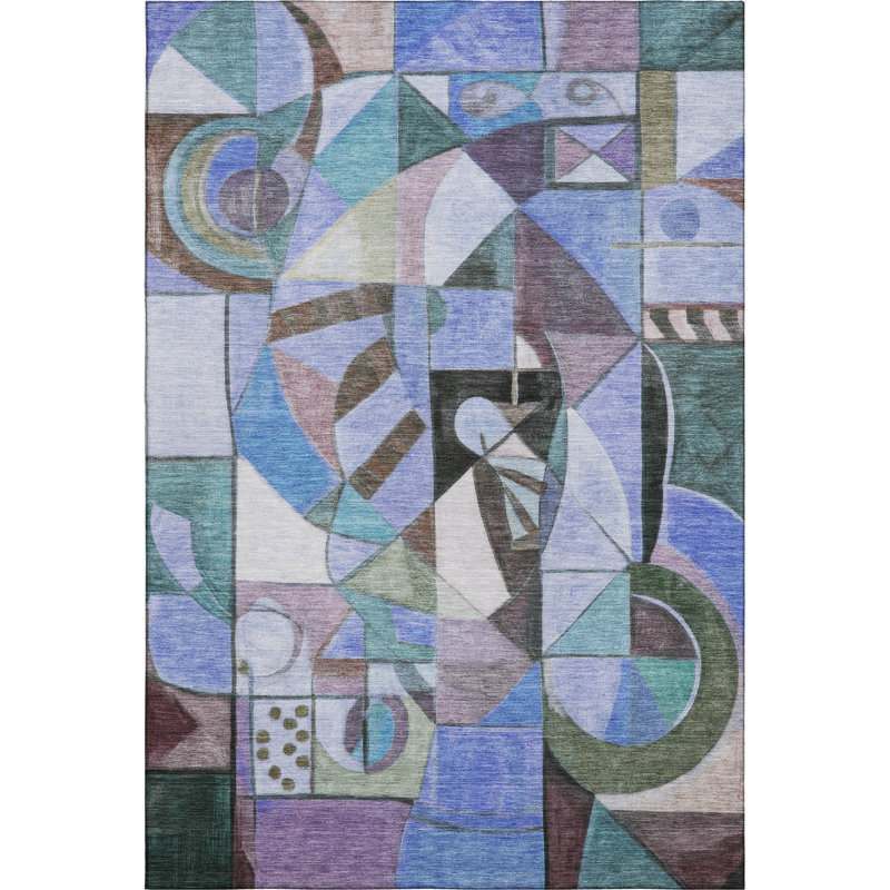 Premium Machine Washable Lubbers AMF1758 Abstract Rug, Rectangle 9' x 12'