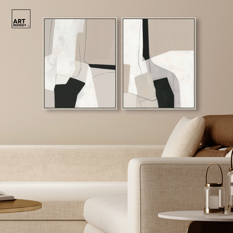 Duo de stripteaseuses, reproduction d'art encadrée, ensemble d'art abstrait bohème par Art Remedy, cadre noir, 20 x 24