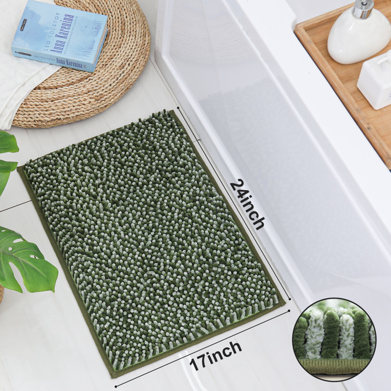 Chenille Non-Slip Bath Rug, 43.2cm W x 61cm L, Green