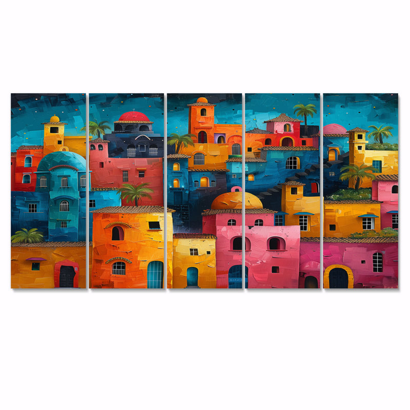 «Leclerc - City Buildings», ensemble d'art mural, H 28 po x l 60 po