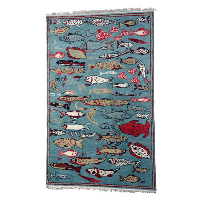 Fish Design Wool Area Rug