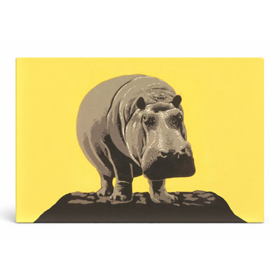 Hippopotame sur rocher - paysage, art mural sur toile