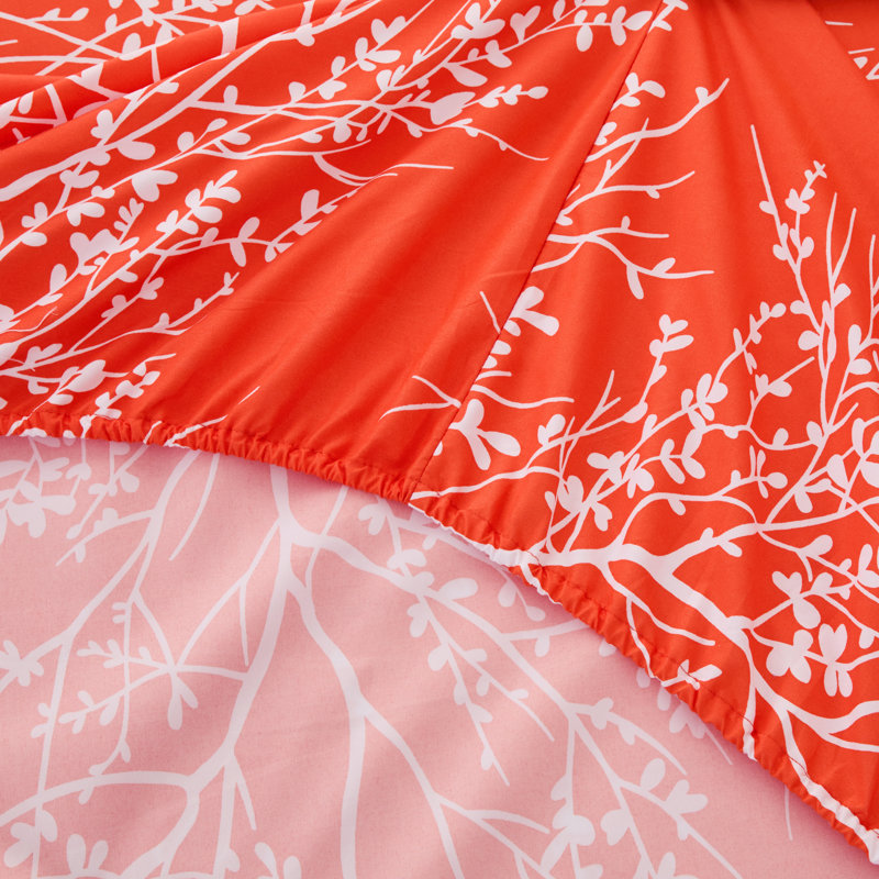 Microfiber Floral Sheet Set, Twin Sheet Set + 1 Fitted Sheet + 1 Pillowcase, Coral